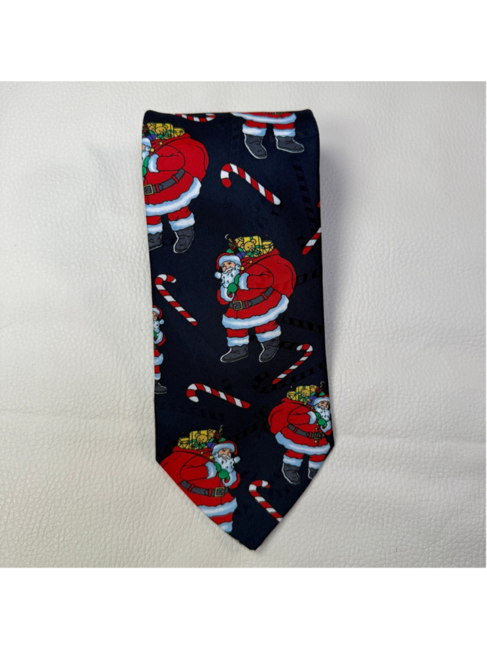 Vintage Hallmark Yule Tie Greetings Santa Christmas Necktie Made USA 4in Wide